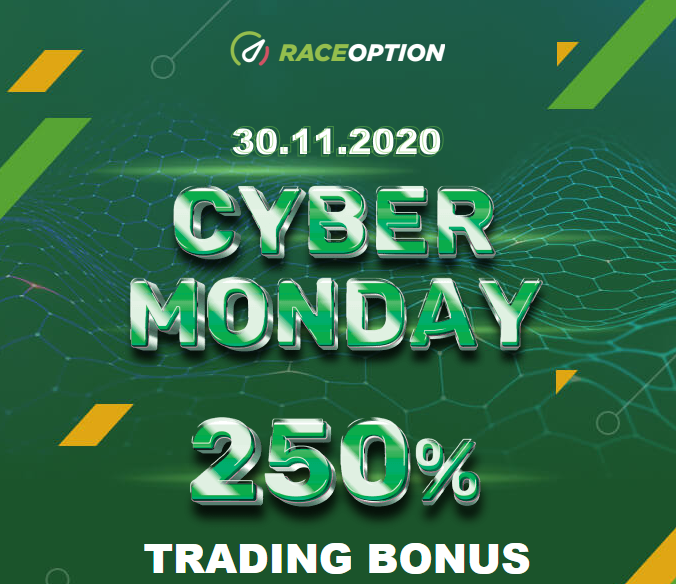 Raceoption Khuyến mãi THỨ HAI CYBER - 250% tiền thưởng khi nạp tiền Raceoption Khuyến mãi THỨ HAI CYBER - 250% tiền thưởng khi nạp tiền